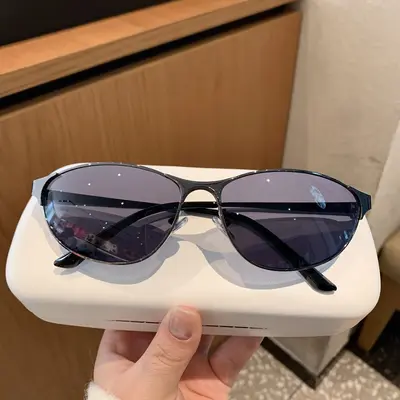 Damen-Cat-Eye-Sonnenbrille, gebogenes Glas, UV400-Schutz - 10