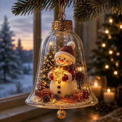 Tragbare Mini-Weihnachtsszene mit leuchtender Glockenfigur als Dekoration - 12