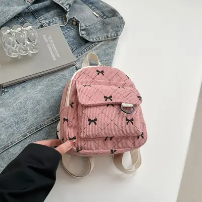 Bow-Detail Korean-Style Girls' Backpack, Large Capacity Casual Backpack - 11
