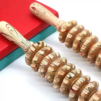 Ahşap kas gevşeme topuz masajı rulo spor meridyen yoga sopa zayıflama bacak servikal omurga rulo masaj sopası - 3