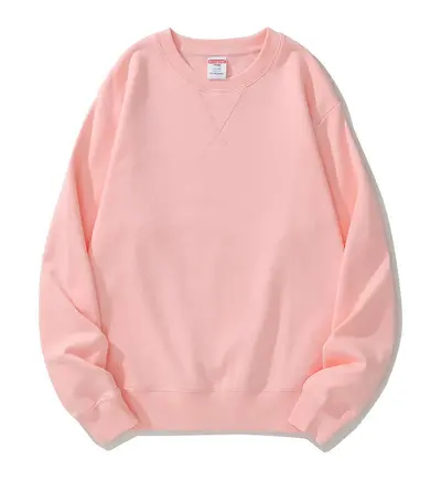 AG380g slim fit cotton terry crewneck sweatshirt with special Morandi color inverted triangle pattern, off-shoulder thickened long sleeves - 13