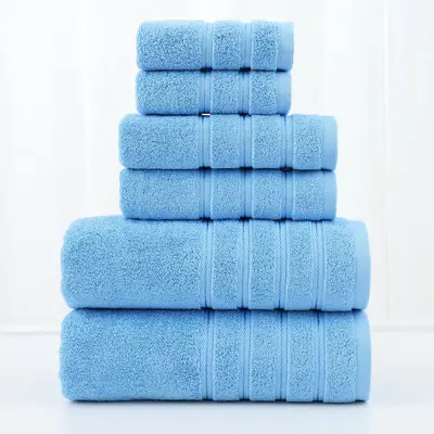 Cotton towel set 6-piece twill weave combed cotton bath and hand towels - 12