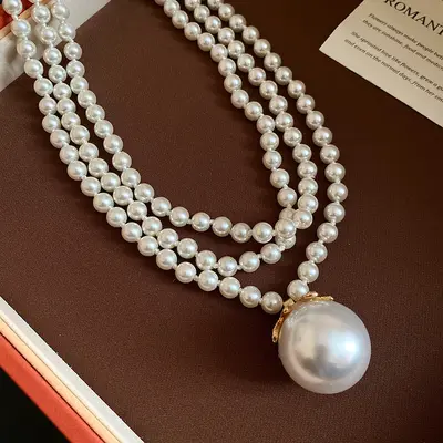 18k vergoldete Zirkonia-Perlenkette, luxuriöse Schlüsselbeinkette - 11