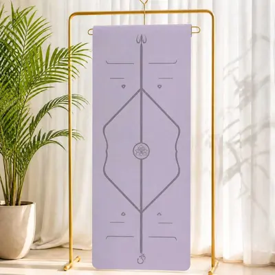 Kokos Lifli Yoga Matı PU 80cm Kaymaz Pozisyon Çizgili - 9