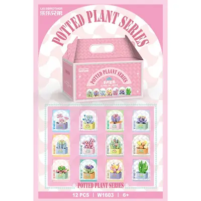 Potted Succulent Everlasting Flower Bouquet Building Block Set, Rose Girl Series - 9