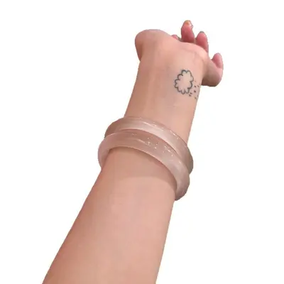 Jade bilezik, kedi gözü taşı, pembe tonlar - 6