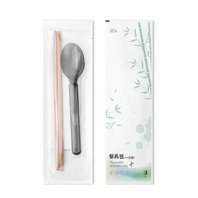 一次性筷子美式勺四件套纯色牛皮纸开窗餐具套装拌饭勺外卖商用 - 6