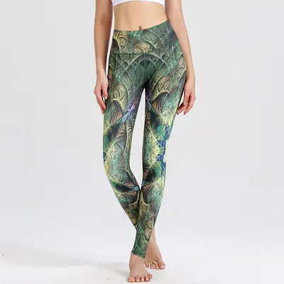 Printed Women's Yoga Pants, High-Waist, Quick-Dry Long Leggings - 8