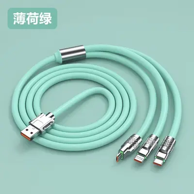 120W süper hızlı şarj çinko alaşımlı üçü bir arada veri kablosu Apple/Type-c/Android hızlı şarj için uygun Geek kablosu - 11
