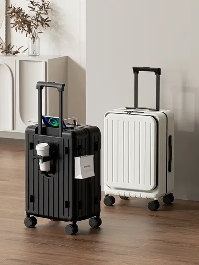 Seitlich öffnender erweiterbarer Koffer für Damen, Reisekoffertruhe mit Zahlenschloss, 20 Zoll, gefüttert, verdickt, große Kapazität, hochwertiger Trolley-Koffer - 2