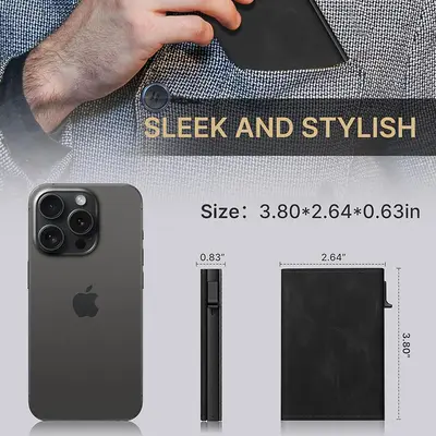 Erkek Üç Katlı Alüminyum Kutu Cüzdan, RFID Korumalı - 5