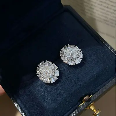 S925 Silver Oval Moissanite Ring, 4 Carat Total, D Color, 7x9 mm