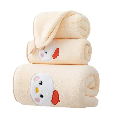 Hühner-Stickerei-Handtuchset, Korallenfleece, weich - 5