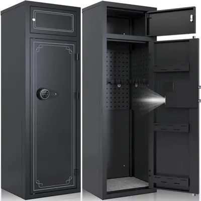 Fingerprint and Code Gun Cabinet with Anti-Theft Security Safe - 9