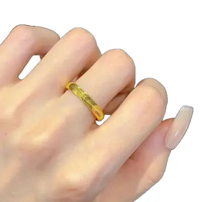 Cat eye ring flat ring grooved ring fashion lightweight luxury simple solid closed gold double ring titanium steel ring