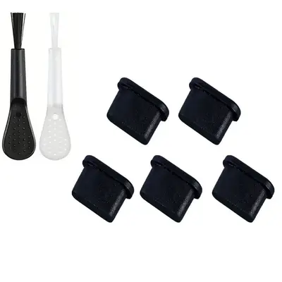 7'si 1 arada toz geçirmez set Tip-C veri portu USB toz geçirmez fiş cep telefonu şarj portu silikon toz geçirmez fiş fırça ile