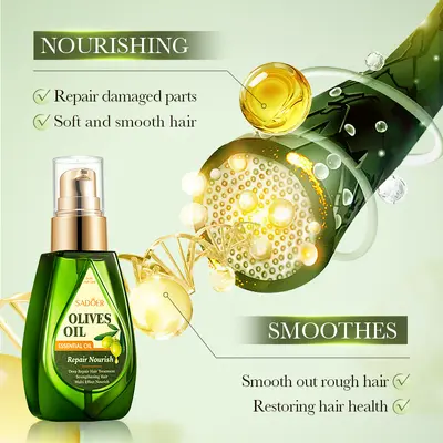 Эфирное масло SADOER Olive Radiant Shine для ухода за волосами, разглаживающий кондиционер для волос, трансграничная оптовая торговля внешней торговли - 5