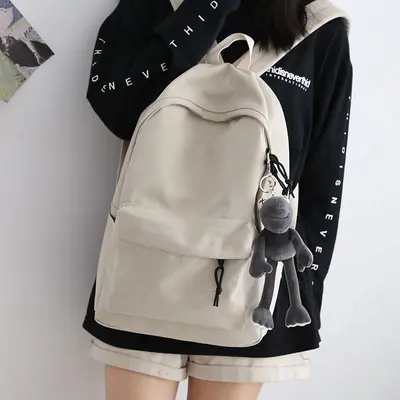 Durable Canvas Backpack, Solid Color, Large Capacity, 2025 Model - 10