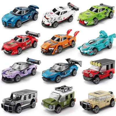 Lego Compatible Mini Pull-Back F1 Racing Car Building Block Set - 6