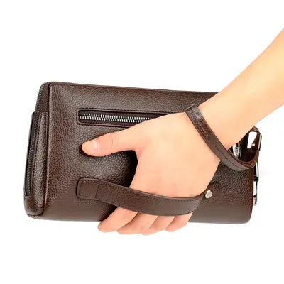 Men's Underarm Clutch Bag, Combination Lock, Large Capacity for Business Trips - 5