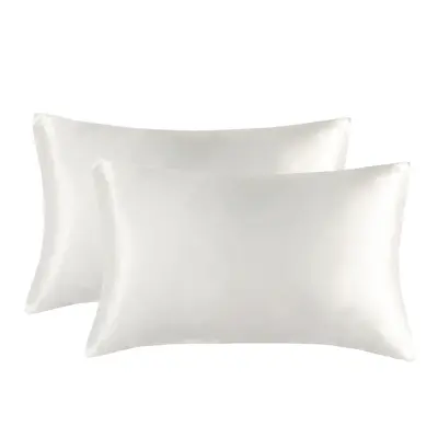 Solid Color Imitation Silk Satin Pillowcase, Envelope Style - 7