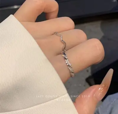 Elegant Wavy Ring Set, Minimalist Design Women's Rings - 11