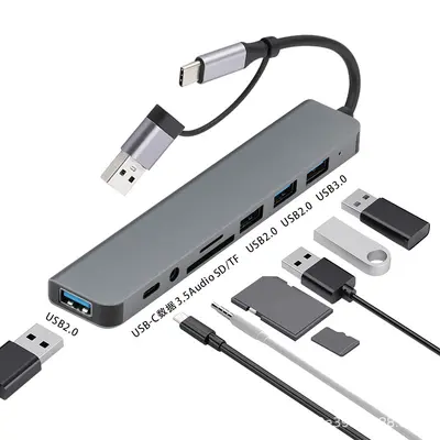 Type-C Docking Station USB Hub Multi-function 8-in-1 Expansion Dock for Tablet MacBook