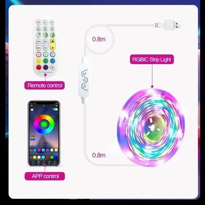 5050 Chasing LED Strip Light Set with Bluetooth and 2.4G Remote