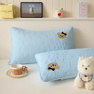 Quilted Pillowcase Pair 48x74cm Waterproof Anti-Oil - 11
