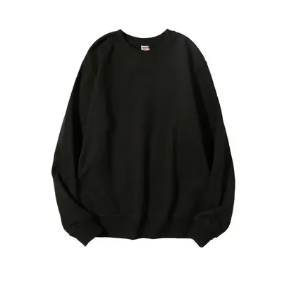 AG380g dunkler Schnitt Baumwoll-Handtuch-Sweatshirt mit Rundhalsausschnitt, spezielles Morandi-Farben umgekehrtes Dreieck-Muster, schulterfreie verdickte lange Ärmel