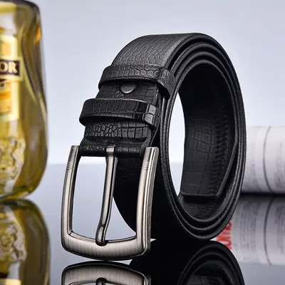 Men's Faux Leather Pin Buckle Belt, Decorative Fashion Style