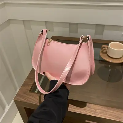 2024 Spring Korean Style Women's Shoulder Bag, Solid Color Small Square Bag - 3
