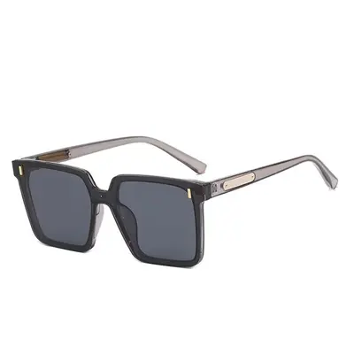Oversized Square Sunglasses with Metal Hinges, Unisex - 2