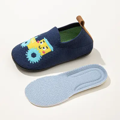 Kinder rutschfeste Hausschuhe weiche Sohle Baggermotiv - 2