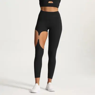 Durchbrochene sexy lange Hose schnelltrocknend hohe Taille Pilates Po-Lifting - 5