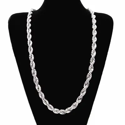 Gümüş 4mm Zincir Erkek Büküm Halat Kolye Bilezik moda Kadın Erkek Gümüş Büküm Kolye Kaliteli Takı Seti - 10