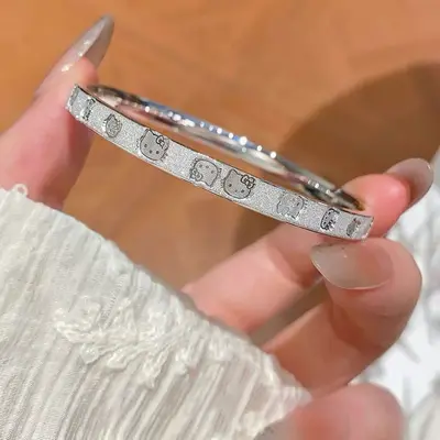 甜美可爱KT猫磨砂手镯女实心闭口手环送女友闺蜜姐妹生日礼物 - 7
