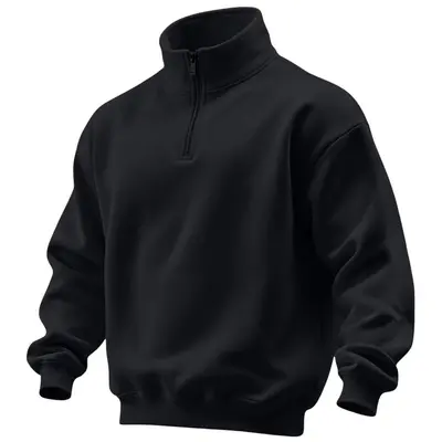 Men's Solid Color Half-Zip Stand-Collar Sweatshirt - 7