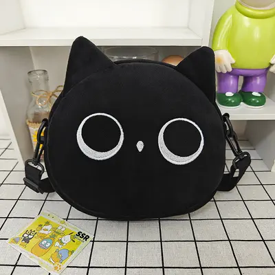 Cartoon cat small bag for women, new autumn and winter popular plush toy bag, Japanese cute crossbody plush bag