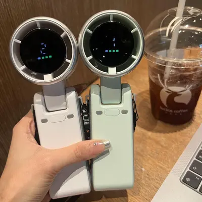 N607 Handventilator mit Turbo-Funktion, digitaler Anzeige, USB-Aufladung