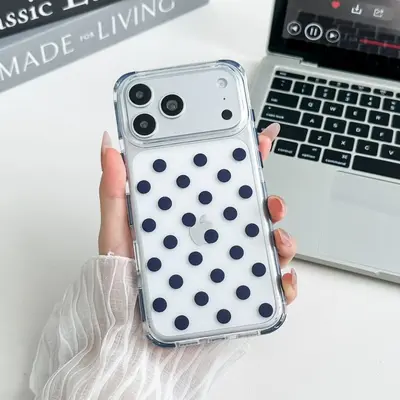 iPhone 17 women's phone case, camera protection, green dot pattern