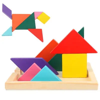 Çocukların sürekli değişen oyuncakları, çocukların ahşap grafik bilişsel tangram erken eğitim ekleme yapı taşları, sokak tezgahı oyuncakları - 3