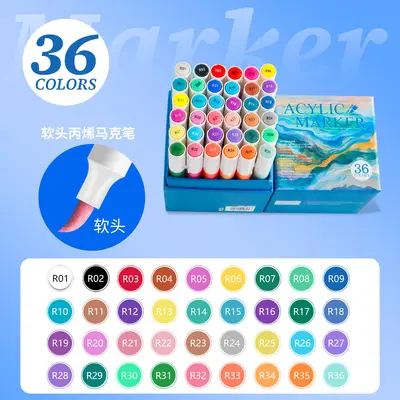 Yumuşak uçlu akrilik marker seti çocuklar için, solmayan suluboya kalemler - 9