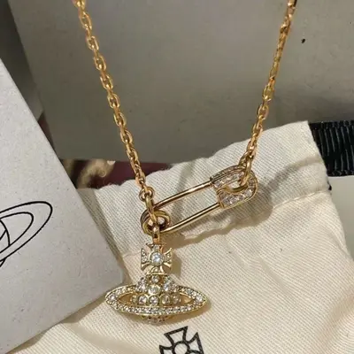 Saturn Pin Necklace, Women's, Luxury Clavicle Chain - 7