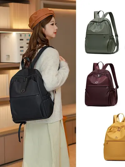 Women's Lightweight Oxford Fabric Waterproof Backpack, Large Capacity Travel Bag - 1