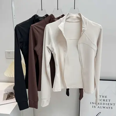 Women's yoga jacket, fleece, slim fit - 12