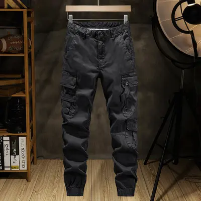 Men's Retro Hong Kong Style Cargo Pants Loose Harem Trousers - 7