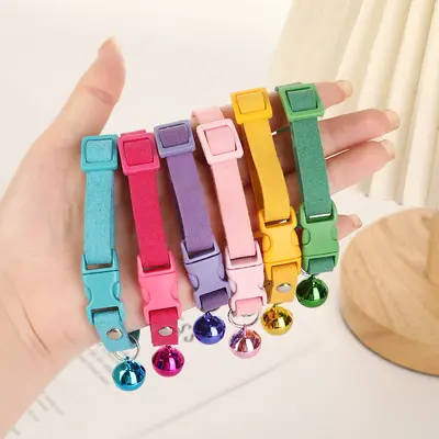 Colorful Velvet Cat Bell Collar, Adjustable, Handmade DIY