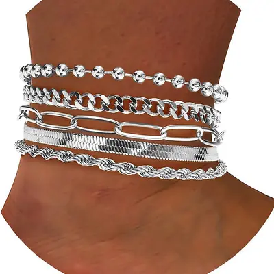 Boho-Minimalist Metallketten-Armband Damen Schmuckset 6-teilig - 13