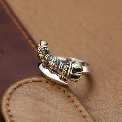 Chiba King Kong 925 silver men's ring, adjustable